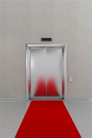 simsearch:400-04333419,k - Business lobby showing closed elevator with red carpet Stock Photo - Budget Royalty-Free & Subscription, Code: 400-06742126