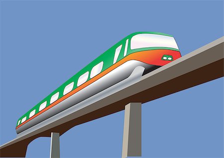 A Green and Orange Monorail Train on a bridge Stock Photo - Budget Royalty-Free & Subscription, Code: 400-06743256
