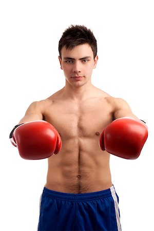 Portrait of young boxer over white background Foto de stock - Super Valor sin royalties y Suscripción, Código: 400-06743880