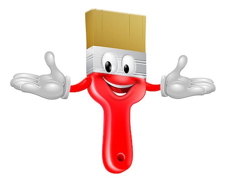 An illustration of a cute happy red  cartoon paint brush character mascot Stock Photo - Budget Royalty-Free & Subscription, Code: 400-06743903