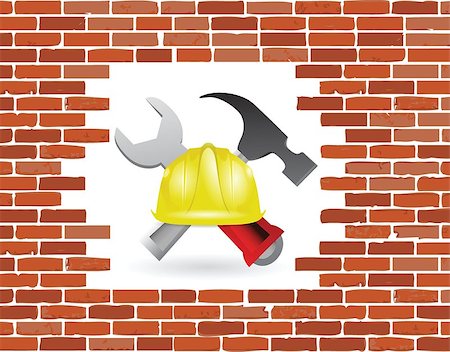 brick wall under construction illustration design over white Stock Photo - Budget Royalty-Free & Subscription, Code: 400-06759240