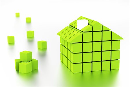 environmental impact - 3d House with cubes - energy classification efficiency concept Stock Photo - Budget Royalty-Free & Subscription, Code: 400-06759389