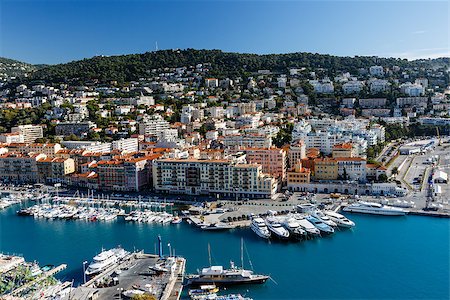 french riviera - Aerial View on Port of Nice and Luxury Yachts, French Riviera, France Foto de stock - Super Valor sin royalties y Suscripción, Código: 400-06750585