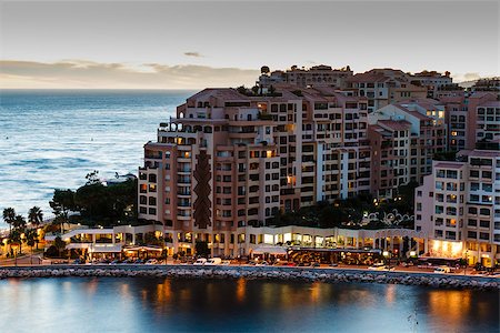 Aerial View on Illuminated Fontvieille and Monaco Harbor, French Riviera Stock Photo - Budget Royalty-Free & Subscription, Code: 400-06751608