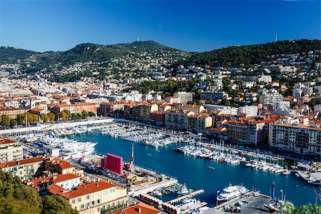 french riviera - Aerial View on Port of Nice and Luxury Yachts, French Riviera, France Foto de stock - Super Valor sin royalties y Suscripción, Código: 400-06751602