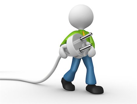 simsearch:400-04279469,k - 3d people - man, person carrying in his hand an electric plug Stock Photo - Budget Royalty-Free & Subscription, Code: 400-06764110