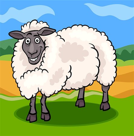Cartoon Illustration of Funny Comic Sheep Farm Animal Stock Photo - Budget Royalty-Free & Subscription, Code: 400-06764446