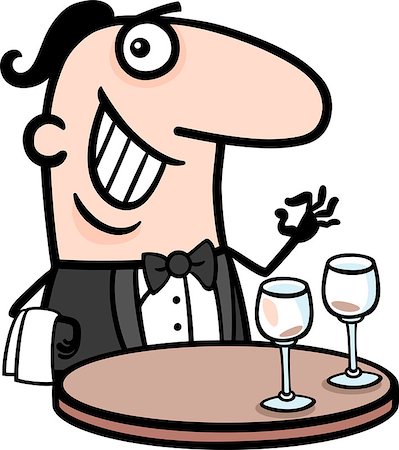 food specialist - Cartoon Illustration of Funny Male Waiter in Restaurant Profession Occupation Photographie de stock - Aubaine LD & Abonnement, Code: 400-06764457