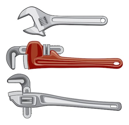 pipe wrench - Illustration of pipe wrenches or adjustable wrenches. Stock Photo - Budget Royalty-Free & Subscription, Code: 400-06764765