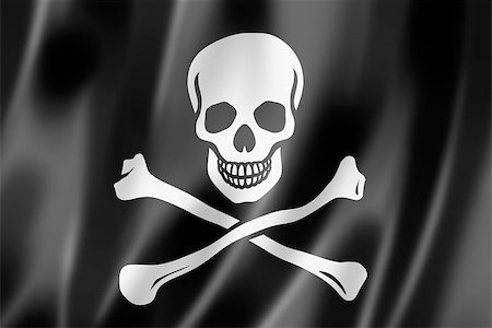 Pirate flag, Jolly Roger, three dimensional render, satin texture Stock Photo - Budget Royalty-Free & Subscription, Code: 400-06765247