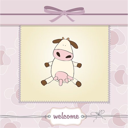 new baby girl announcement card with cow Stock Photo - Budget Royalty-Free & Subscription, Code: 400-06765664