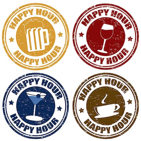 Set of happy hour grunge rubber stamps,vector illustration Stock Photo - Budget Royalty-Free & Subscription, Code: 400-06766023