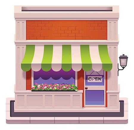 restaurant door - Detailed icon representing shop building with awnings Stock Photo - Budget Royalty-Free & Subscription, Code: 400-06767108