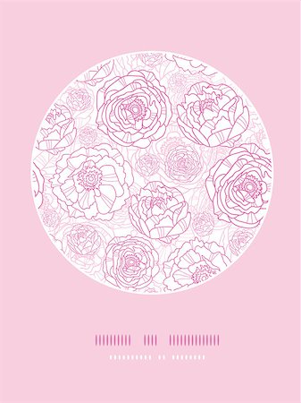 peonies graphics - Vector pink line art flowers elegant circle card pattern background with hand drawn floral elements. Stock Photo - Budget Royalty-Free & Subscription, Code: 400-06767205
