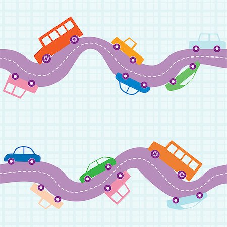 ekazansk (artist) - Seamless pattern with curvy road and cars Stock Photo - Budget Royalty-Free & Subscription, Code: 400-06767455