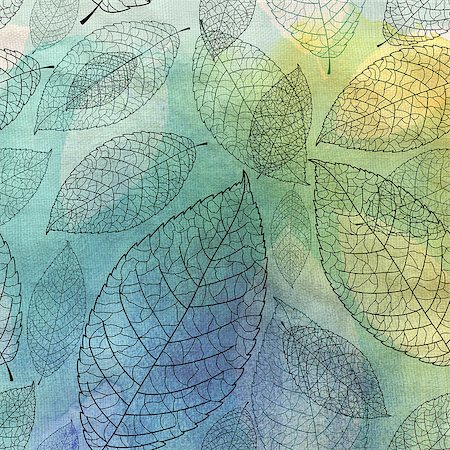 simsearch:400-06929001,k - beautiful seamless graphic pattern of leaves on a blue background Stock Photo - Budget Royalty-Free & Subscription, Code: 400-06767508