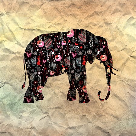simsearch:400-06929001,k - beautiful ornamental elephant on textural background Stock Photo - Budget Royalty-Free & Subscription, Code: 400-06767516