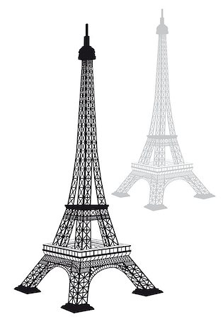 eiffel tower clip art - Eiffel tower silhouette, detailed drawing, vector illustration Stock Photo - Budget Royalty-Free & Subscription, Code: 400-06768086