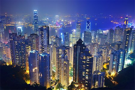 Famed skyline of Hong Kong from Victoria Peak Stock Photo - Budget Royalty-Free & Subscription, Code: 400-06769518