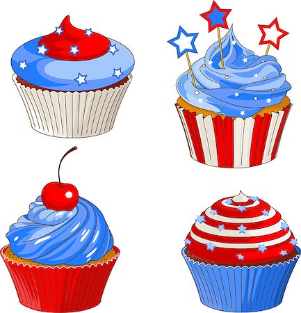 American flag designed patriotic cupcakes Stock Photo - Budget Royalty-Free & Subscription, Code: 400-06769793
