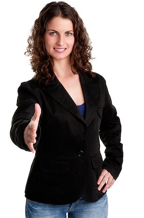 simsearch:640-03262464,k - Businesswoman, in a suite, ready to give an handshake, isolated in white Stock Photo - Budget Royalty-Free & Subscription, Code: 400-06769958