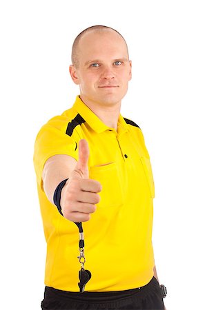 referee (male) - Portrait of a referee thumbs up. Studio shot over white background. Stock Photo - Budget Royalty-Free & Subscription, Code: 400-06769985