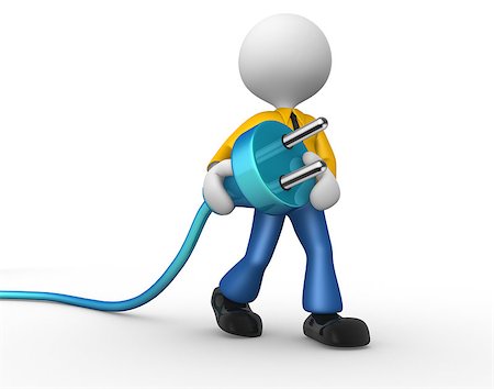 simsearch:400-04279469,k - 3d people - man, person carrying in his hand an electric plug. Stock Photo - Budget Royalty-Free & Subscription, Code: 400-06760096