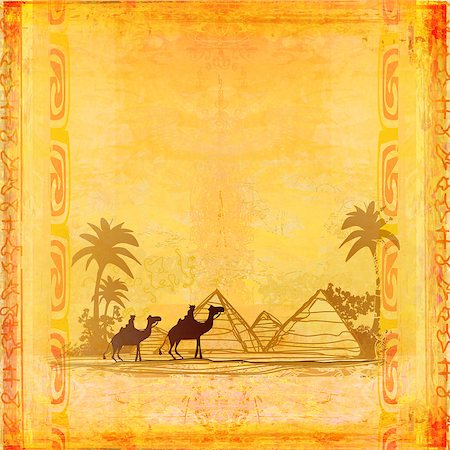 pyramid lake - Camel train silhouetted against colorful sky crossing the Sahara Desert Stock Photo - Budget Royalty-Free & Subscription, Code: 400-06760706