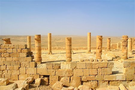 simsearch:400-06642892,k - Columns and ancient ruins of old town of Avdat founded and inhabited by Nabataeans in desert of Negev in Israel. Stock Photo - Budget Royalty-Free & Subscription, Code: 400-06761323
