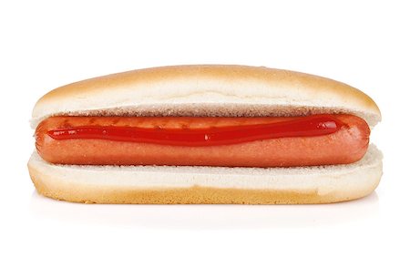 simsearch:400-04587885,k - Hot dog with ketchup. Isolated on white background Stock Photo - Budget Royalty-Free & Subscription, Code: 400-06761720