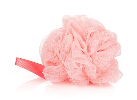 Pink bath puff. Isolated on white background Photographie de stock - Aubaine LD & Abonnement, Code: 400-06761744