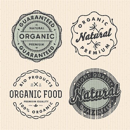 stamp - Set vintage organic labels, vector Eps10 illustration. Photographie de stock - Aubaine LD & Abonnement, Code: 400-06762931