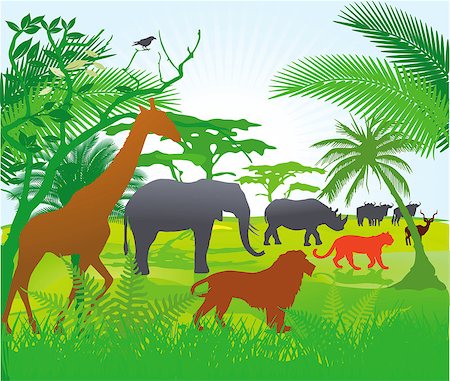 simsearch:400-04836462,k - Jungle with animals Foto de stock - Super Valor sin royalties y Suscripción, Código: 400-06763595