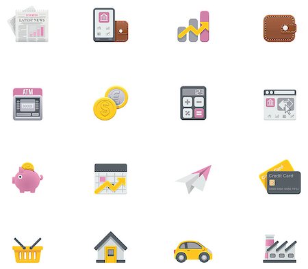 shopping icons vector - Set of the simple banking related icons Stock Photo - Budget Royalty-Free & Subscription, Code: 400-06763667