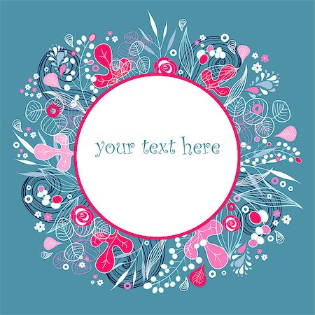 simsearch:400-06929001,k - beautiful floral background with frame for text on a blue background Stock Photo - Budget Royalty-Free & Subscription, Code: 400-06770089