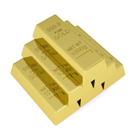 simsearch:400-04228191,k - Gold bars. Isolated render on a white background Stock Photo - Budget Royalty-Free & Subscription, Code: 400-06770523