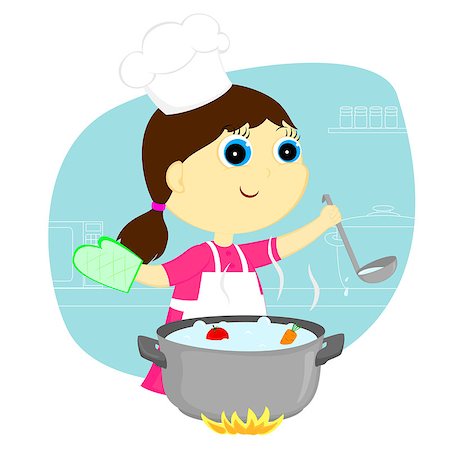 the little girl cook a vegetable soup Stock Photo - Budget Royalty-Free & Subscription, Code: 400-06771095