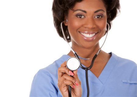 black nurse wearing scrubs on white isolated background Stock Photo - Budget Royalty-Free & Subscription, Code: 400-06771799