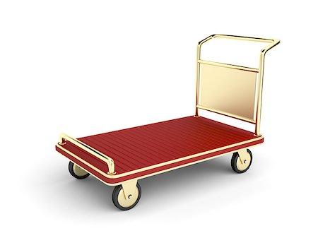 Golden hotel baggage cart on white background Stock Photo - Budget Royalty-Free & Subscription, Code: 400-06771906