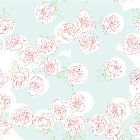 Hand drawn roses pattern, rococo retro revival style illustration over a soft green background Stock Photo - Budget Royalty-Free & Subscription, Code: 400-06787447