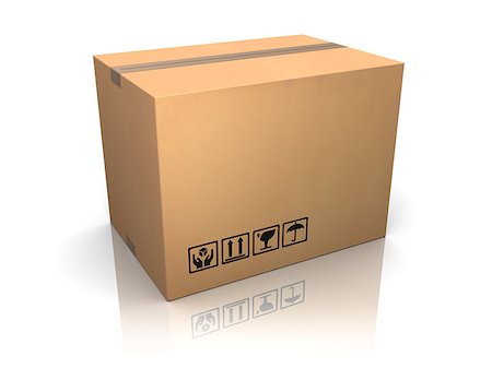 3d illustration of cardboard box over white background Stock Photo - Budget Royalty-Free & Subscription, Code: 400-06794124