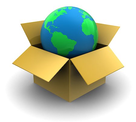 simsearch:400-06073227,k - 3d illustration of cardboard box with earth globe inside Stock Photo - Budget Royalty-Free & Subscription, Code: 400-06794140