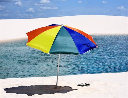 umbrella beach at lagoa azul in the Lencois Maranheses National Park brazil Stock Photo - Budget Royalty-Free & Subscription, Code: 400-06797341