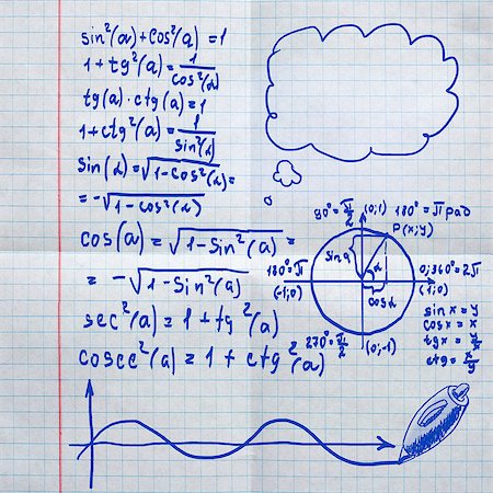 simsearch:400-04917346,k - school sketches on checkered paper, trigonometry Stock Photo - Budget Royalty-Free & Subscription, Code: 400-06798327