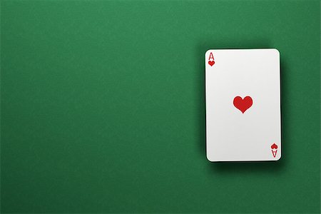 felt - Single ace of hearts floating above green felt surface Stock Photo - Budget Royalty-Free & Subscription, Code: 400-06798978