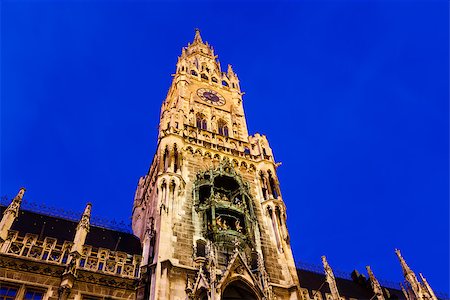 simsearch:400-07309915,k - Illuminated Facade of New Town Hall on Marienplatz in Munich, Germany Stock Photo - Budget Royalty-Free & Subscription, Code: 400-06792011