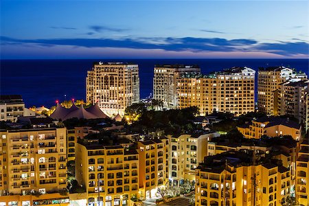 Aerial View on Illuminated Fontvieille and Monaco Harbor, French Riviera Stock Photo - Budget Royalty-Free & Subscription, Code: 400-06792012