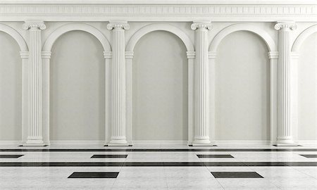 Black and white classic interior with ionic column - rendering Stock Photo - Budget Royalty-Free & Subscription, Code: 400-06793055