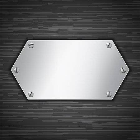 simsearch:400-07215674,k - Metallic banner attached with screws. Blank tablet on dark brushed metallic background. Vector illustration Stock Photo - Budget Royalty-Free & Subscription, Code: 400-06848520