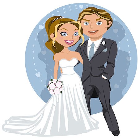 Young happy wedding couple on their wedding day.  Vector file. Photographie de stock - Aubaine LD & Abonnement, Code: 400-06849758